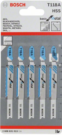Bosch 2608631013 Jigsaw Blade Set RB - 5ER T 118 A