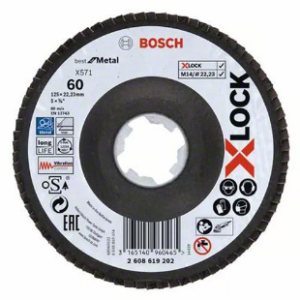 Bosch 2608619202 X-Lock X751 Flap Disc Best for Metal Grit 60 (125mm)