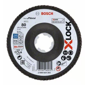 Bosch 2608619203 X-LOCK X751 Best for Metal Flap Disc Grit 80
