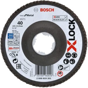 Bosch 2608619201 X-Lock X751 Flap Disc Best for Metal Grit 40 (125mm)