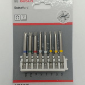Bosch 2608522417 Extra Hard Power Bits Pack PH2 PZ SL6 T15, 20, 25, H3, 4 (65 mm)