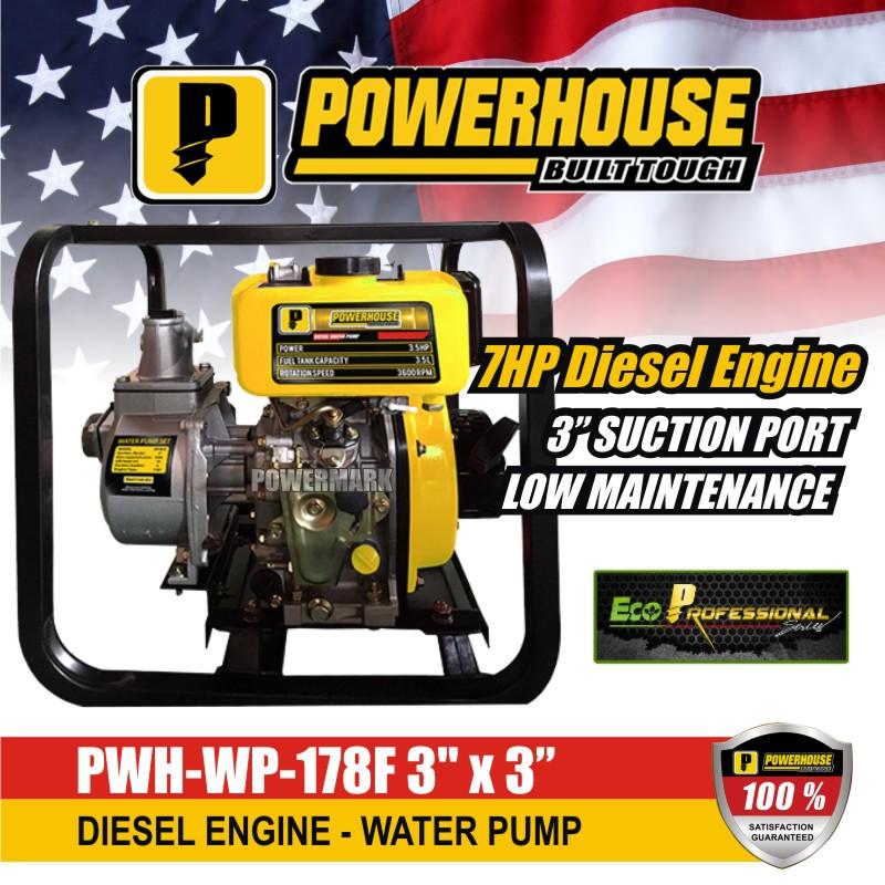 Powerhouse PWH-WP-178F 3" x 3" Diesel Engine Water Pump (7HP)